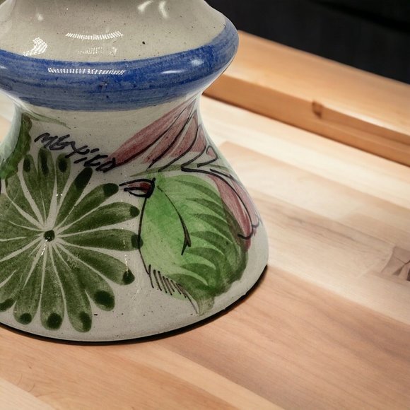 VTG Set 2 Mexican Hand Painted In A Floral Pattern Candlesticks. Signed Mexico - Picture 4 of 4